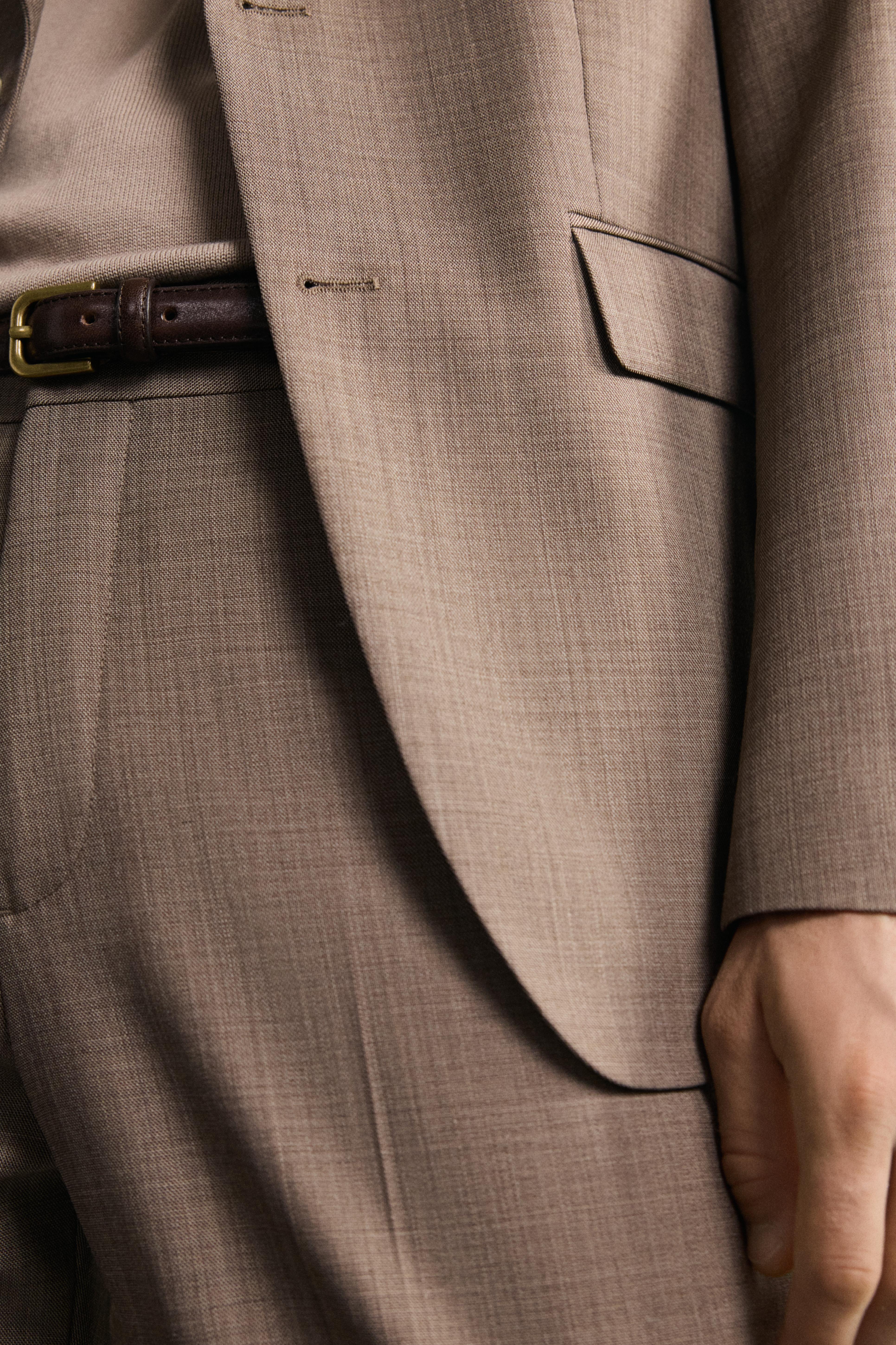 TEXTURED WOOL SUIT PANTS